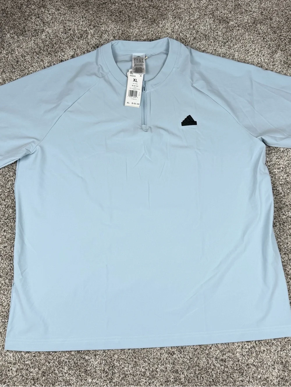 Sz Large adidas Light Blue Men's Quarter-Zip Performance Windbreaker Jacket